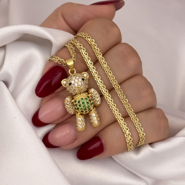 Cadena China Dama + Dije Oso Oro Laminado 18K