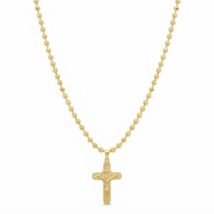 Cadena Militar Hombre 60 cm + Cruz Cristo Madero Oro Laminado 18K | Fuerza y Devoción