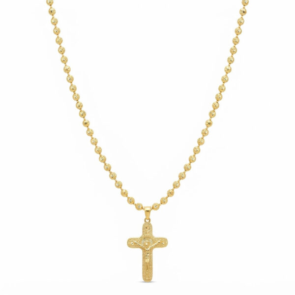 Cadena Militar Hombre 60 cm + Cruz Cristo Madero Oro Laminado 18K | Fuerza y Devoción
