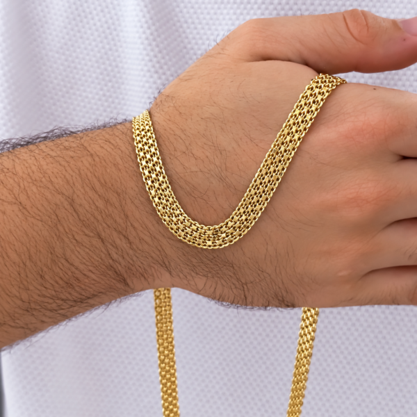 Cadena Hombre Tejido Chino Doble Carril 60 cm Oro Laminado 18K | Presencia y Elegancia