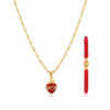 Conjunto Sagrado Corazón de Jesús – Cadena Singapur + Pulsera Hilo Rojo Oro Laminado 18K