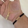 Cadena Singapur 45 cm + Dije Virgen de Guadalupe + Pulsera Balines Oro Laminado 18K