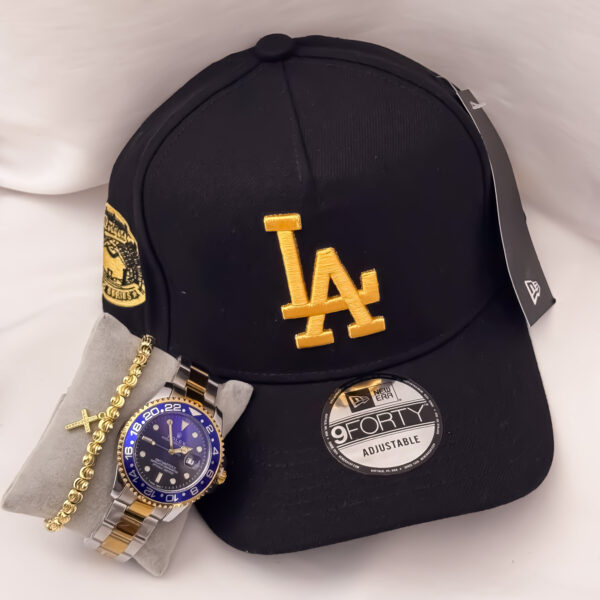 Combo Pulsera + Reloj + Gorra Hombre Oro Laminado 18K