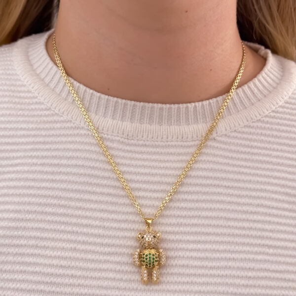 Cadena China Dama + Dije Oso Oro Laminado 18K