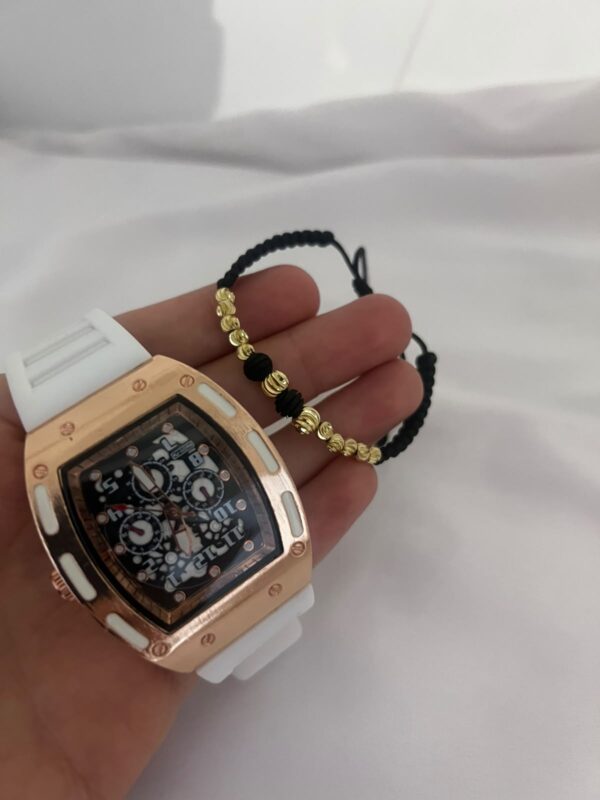 Combo Reloj Richard Rosado + Pulsera Oro Laminado 18K