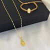 Cadena Singapur 45 cm + Dije Virgen de Guadalupe + Pulsera Oro Laminado 18K