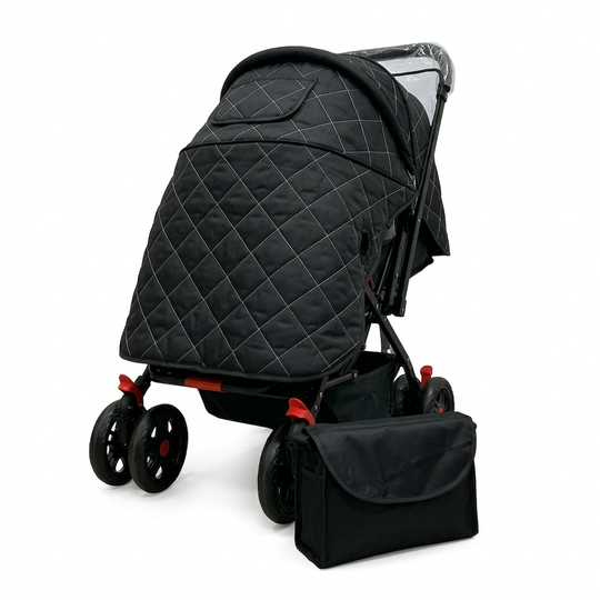 Coche de Bebé Baby On Deluxe Reversible con Capota Extra Grande y Pañalera