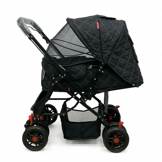 Coche de Bebé Baby On Deluxe Reversible con Capota Extra Grande y Pañalera