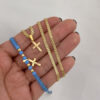 Combo Cadena China Dama + Dije Cruz + Pulsera Azul Oro Laminado 18K
