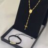 Camándula Dama Balín 3.5 mm + Pulsera Virgen Milagrosa Oro Laminado 18K
