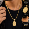 Cadena Militar Diamantada Hombre 60 cm + Dije Virgen de Guadalupe Oro Laminado 18K