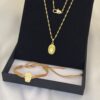 Cadena Singapur 45 cm + Dije Virgen de Guadalupe + Pulsera Oro Laminado 18K