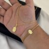 Cadena Singapur 45 cm + Dije Virgen de Guadalupe + Pulsera Oro Laminado 18K