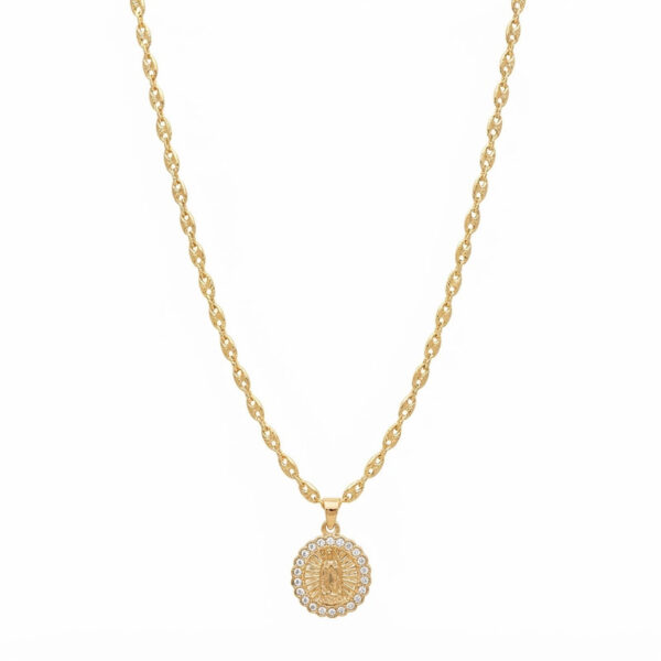 Cadena Gucci Dama + Dije Virgen de Guadalupe Oro Laminado 18K | Elegancia y Devoción